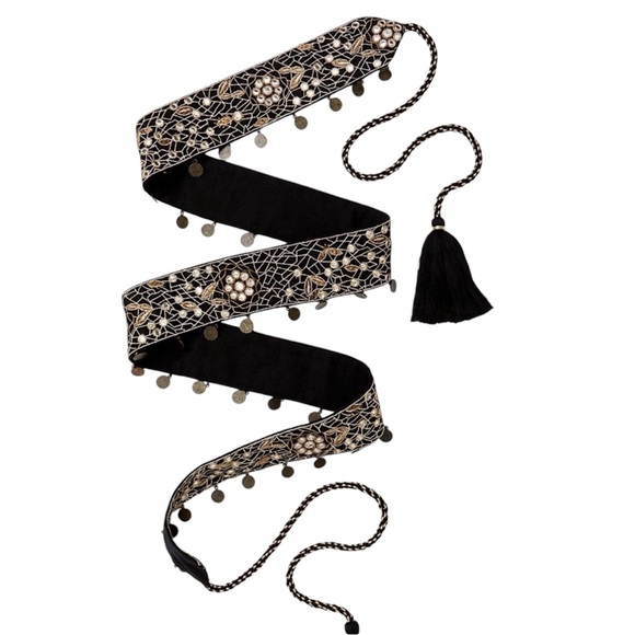 FREE PEOPLE SATINE EMBELLISHED WRAP BELT Final Drop - Picture 2 of 5